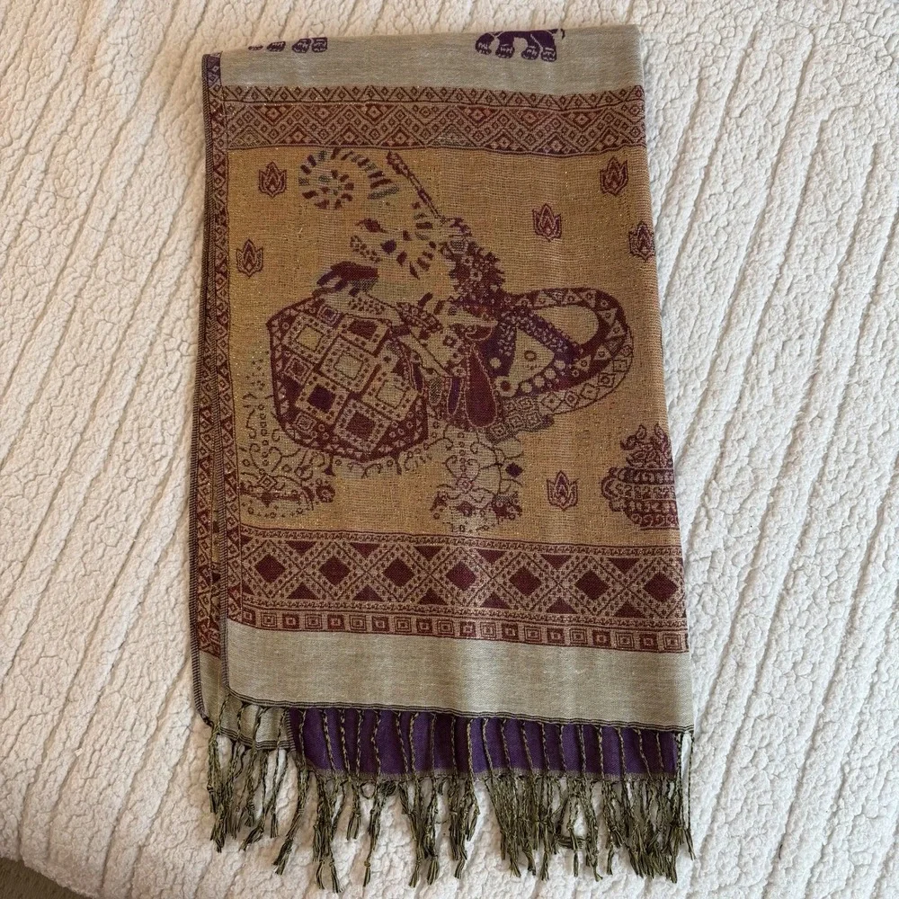 Pashmina‎ Women's Shawl Scarf 100% Cashmere Shawl Multicolor Elephant Fringe